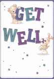 Brimming with playful optimism, this get well card's design radiates warmth-two endearing figures, a plush teddy and a happy puppy, seem to dance off the page, each joyfully supporting the bold, colourful 'Get Well' text. The indigo- and teal-tinged letters shine vividly against a creamy, inviting background, not unlike the tranquil interior of a Tring flower shop readying bouquets for delivery. Tiny twinkling stars in varied shades of purple and blue are scattered across the design, adding a gentle magic that beckons brighter days. There's a welcoming softness to the bear's fur and the puppy's floppy ears-a nearly touchable comfort that mirrors the nurturing touch behind every carefully arranged bouquet in Tring. This card delivers more than just a message; it brings the heartfelt reassurance, kindness, and community spirit so essential to recovery, just as fresh flowers brighten a room and lift the spirits of someone special in Tring.
